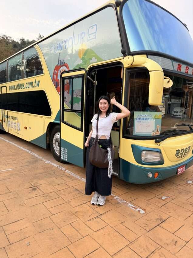 台中から日月潭へ向かうバスの案内板と乗車手順