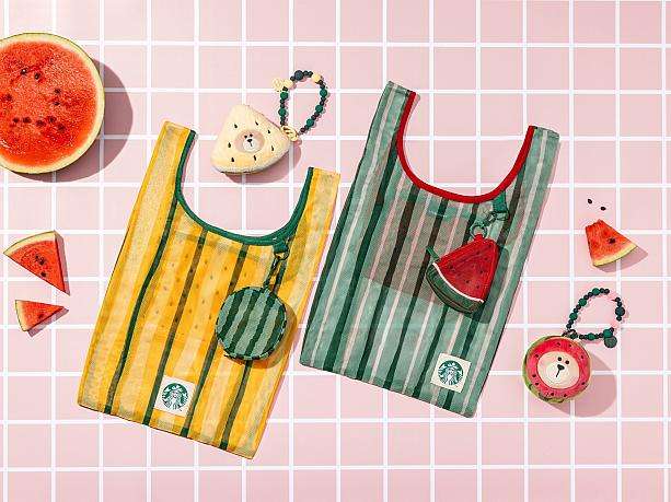 台湾スタバ夏日歡樂時光の茄芷袋(漁師網バッグ)新色・夏デザインバリエーション