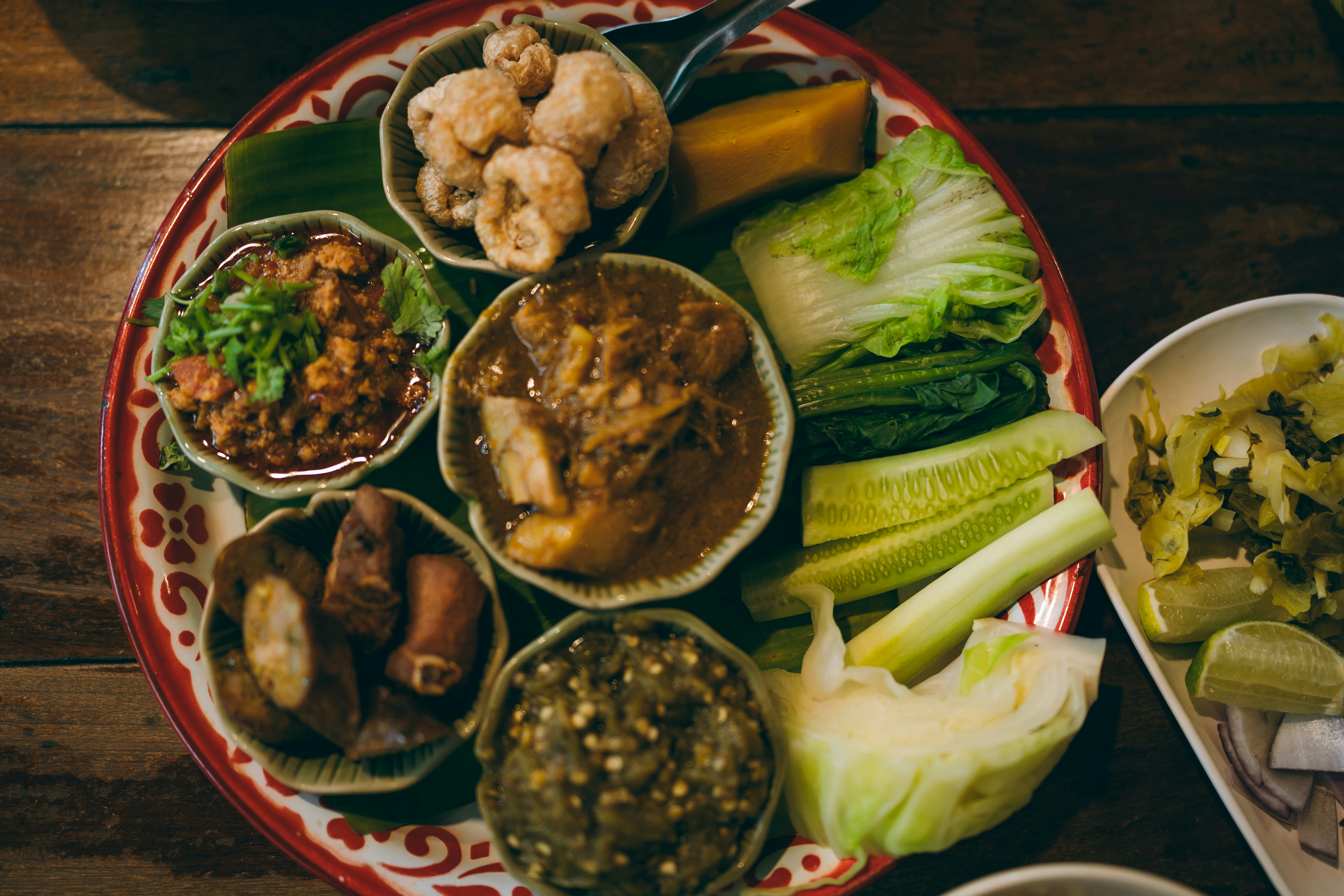 a plate of food that is on a table