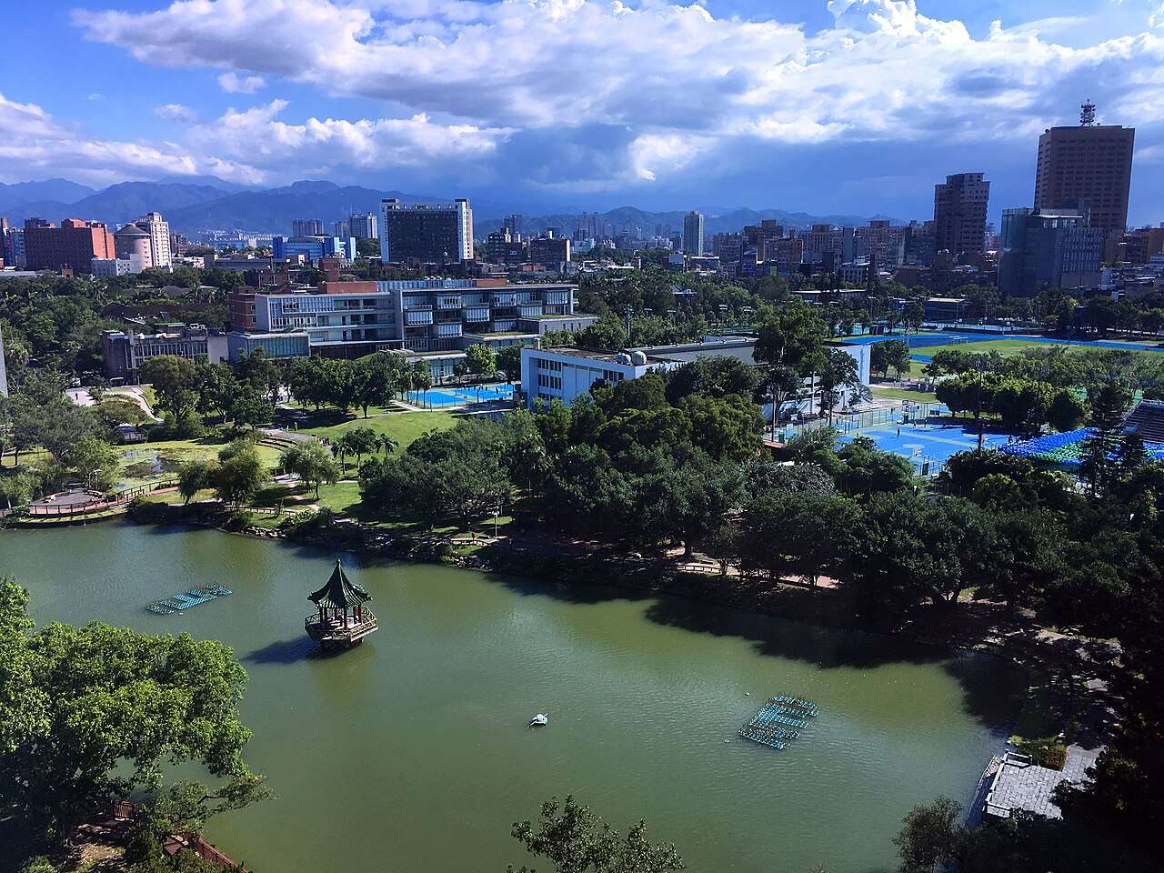 緑豊かな木々に囲まれた静かな湖の風景