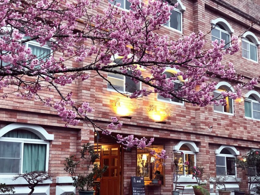 青山別館の外観。山林の景色に囲まれた静かな環境