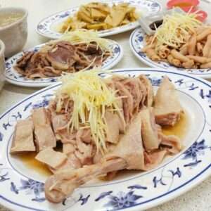 正宗民雄鵝肉亭の白切鵝肉。きめ細かな肉質と薄い皮が特徴