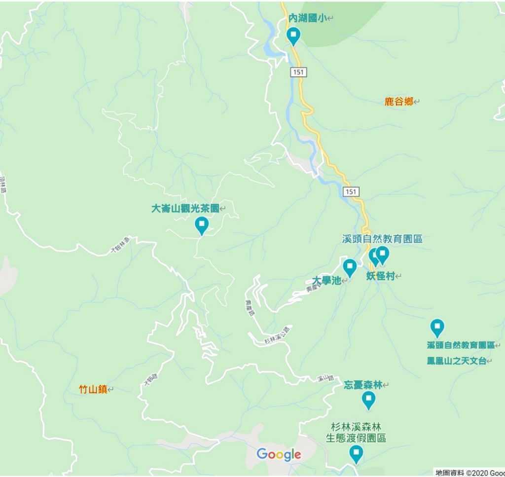 渓頭自然教育園区のGoogleマップ位置案内