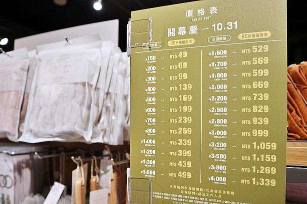 3COINS TAIWANの値札と価格換算表