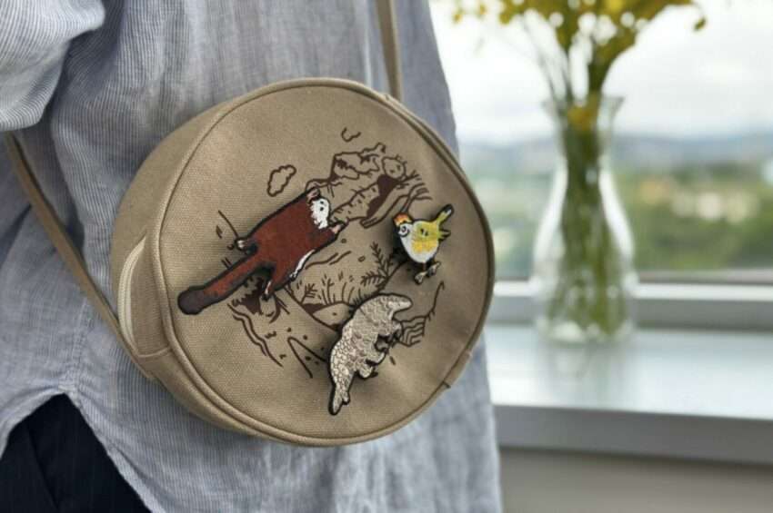 森の仲間刺繍ピンセット。ハクメンモモンガ・キクイタダキ・センザンコウをモチーフにした精緻な刺繍工芸